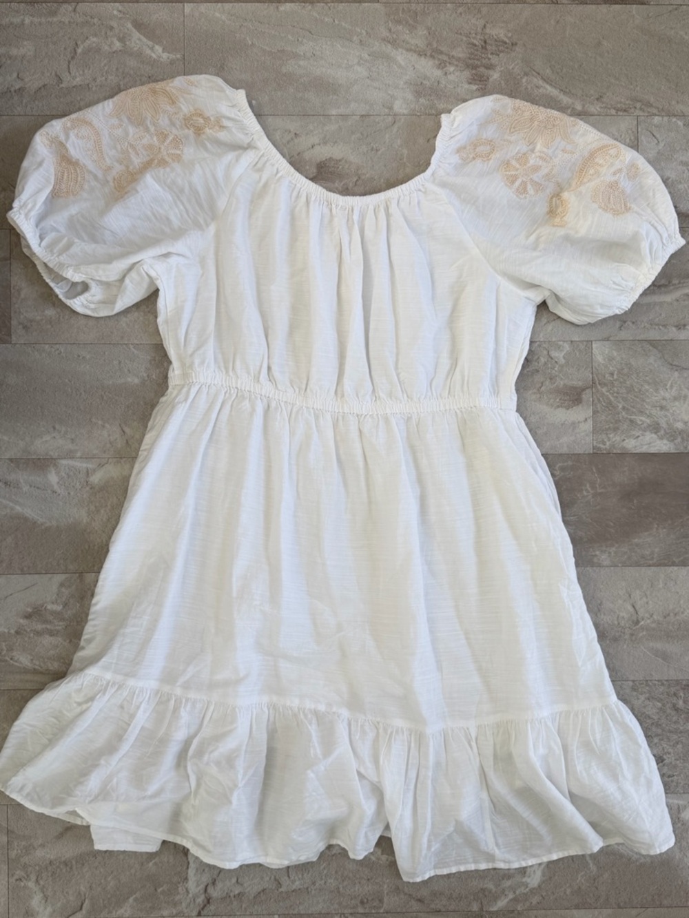 KNOX ROSE COTTON Dress Puff Sleeve Embroidered WHITE XXL - Picture 9 of 10
